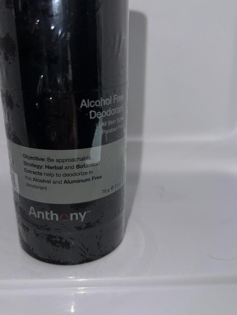 Anthony Alcohol Free Deodorant, New/Sealed, 2.5 oz